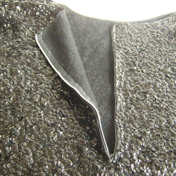 Vintage Black Sequin/fur Crop-Top 1970 Era-med/lrg - Picture 4 of 6